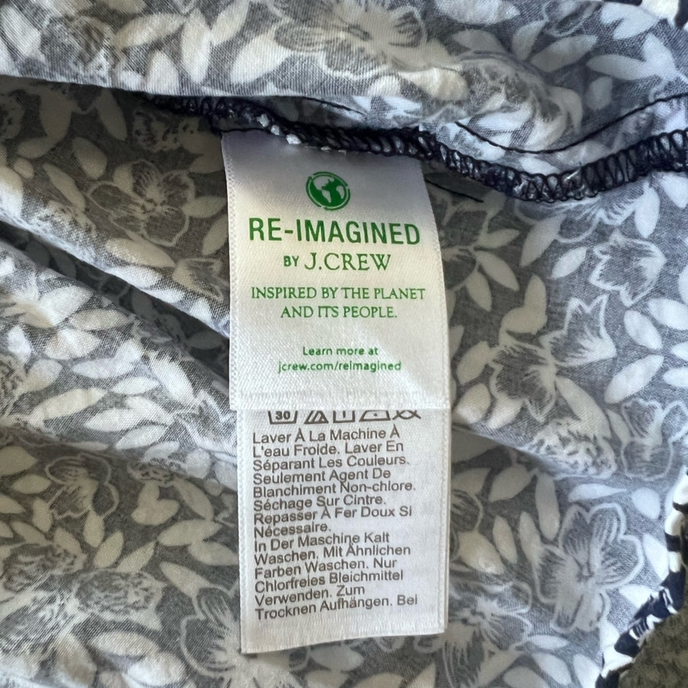 J. Crew Factory Floral tierd skirt mini dress, size large, blue, white print - Picture 8 of 8